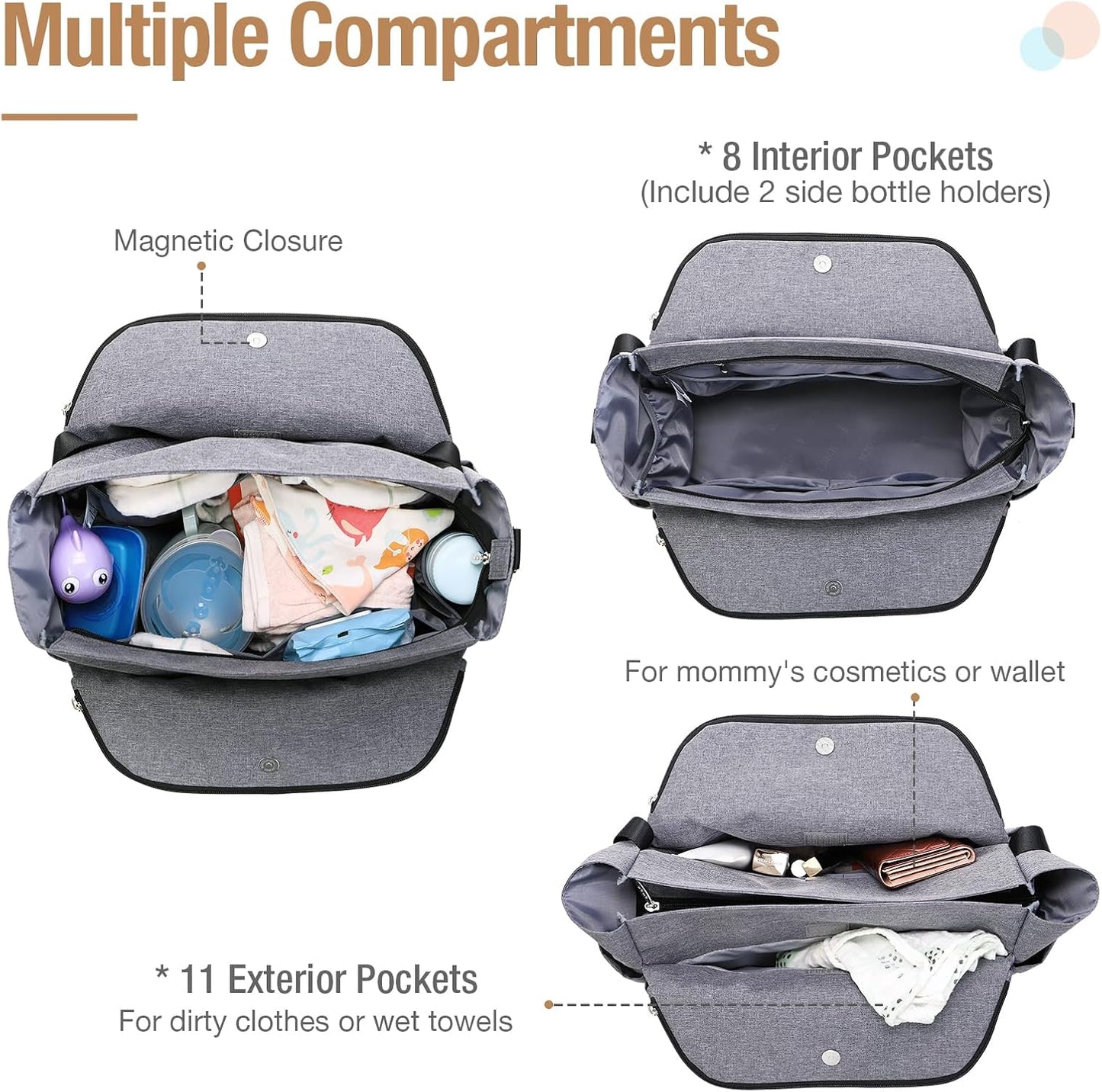 Baby Nappy Changing Bag Satchel Messenger Large Capacity, Arrow Print, Grey