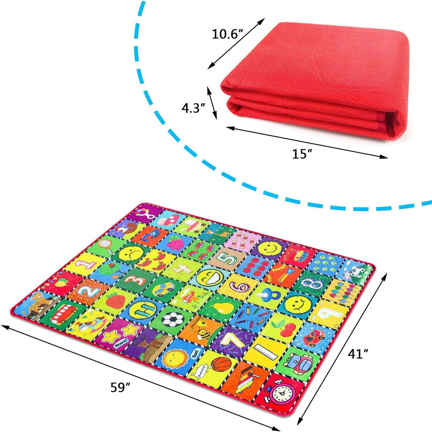 Baby Mats for Floor Alphabet Kids Rug Crawling Mat Play Rugs for Children Super Soft Non-Slip Colourful Foldable Playmats for Toddlers, 112 * 151Cm Extra Thick (0.6Cm)