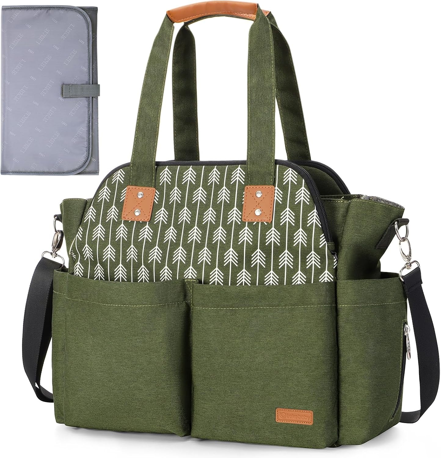 Baby Nappy Changing Bag Satchel Messenger Large Capacity, Arrow Print, Grey