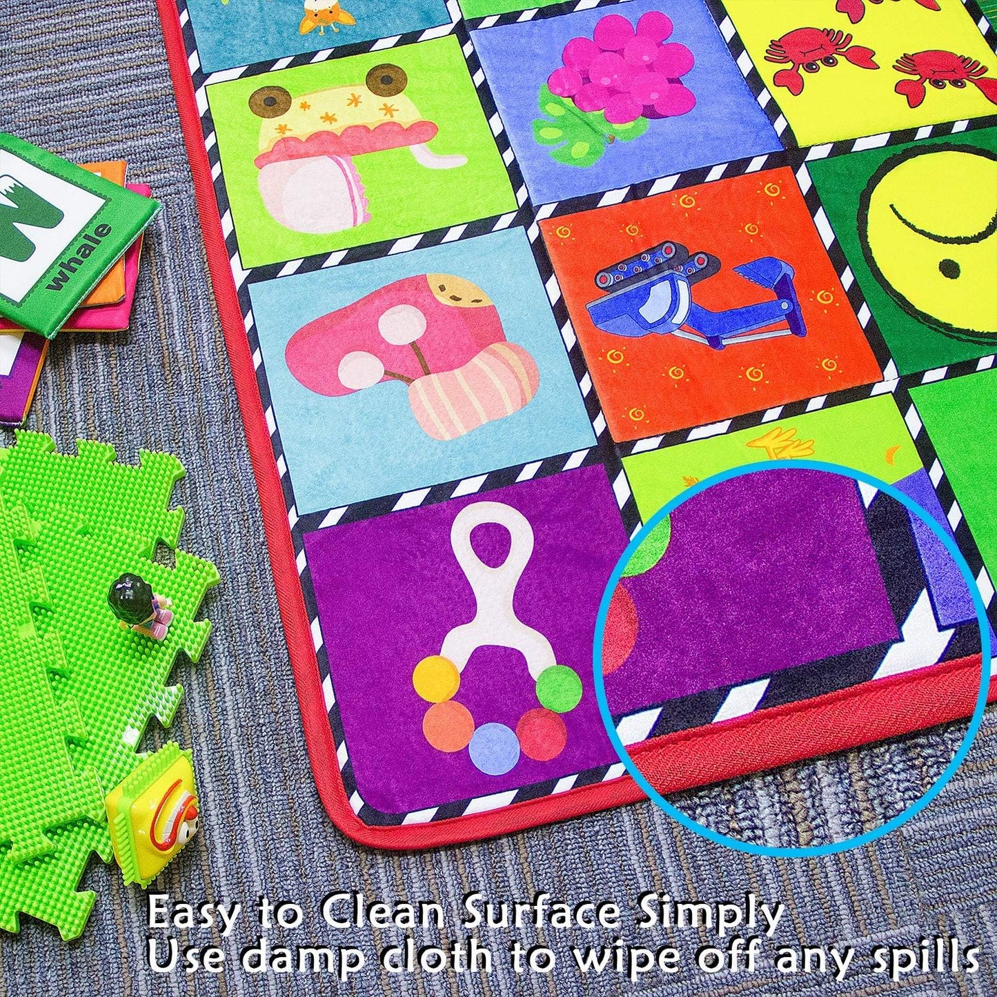 Baby Mats for Floor Alphabet Kids Rug Crawling Mat Play Rugs for Children Super Soft Non-Slip Colourful Foldable Playmats for Toddlers, 112 * 151Cm Extra Thick (0.6Cm)