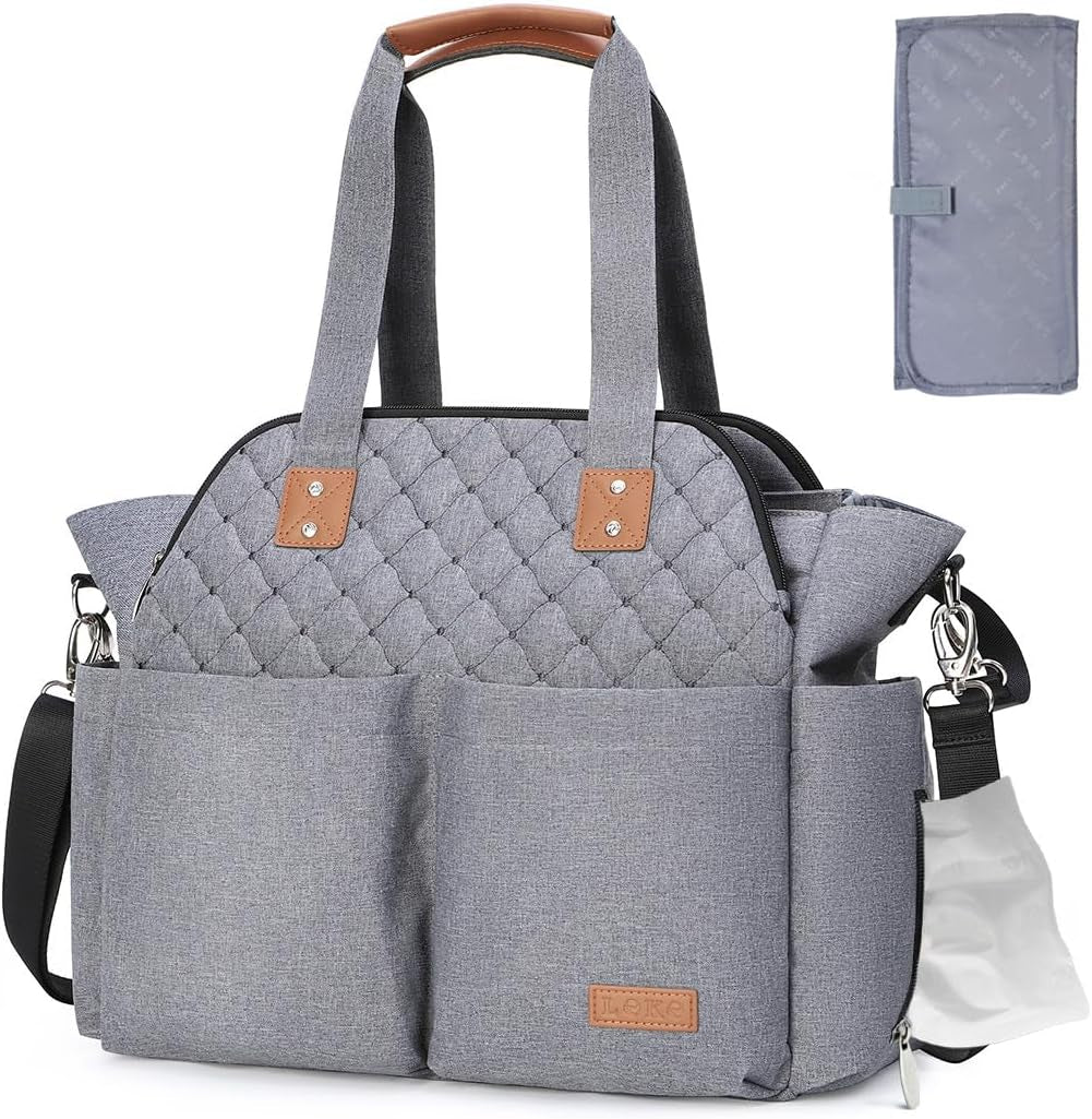 Baby Nappy Changing Bag Satchel Messenger Large Capacity, Arrow Print, Grey