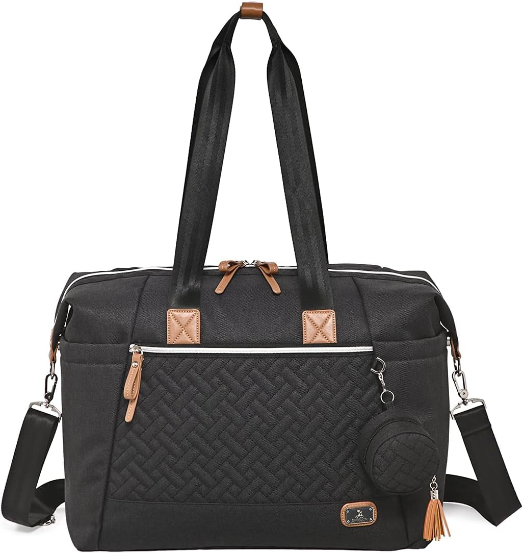 Baby Changing Bag, Large Nappy Bags for Mom and Dad, Stylish Travel Tote with Pacifier Holder and Changing Mat