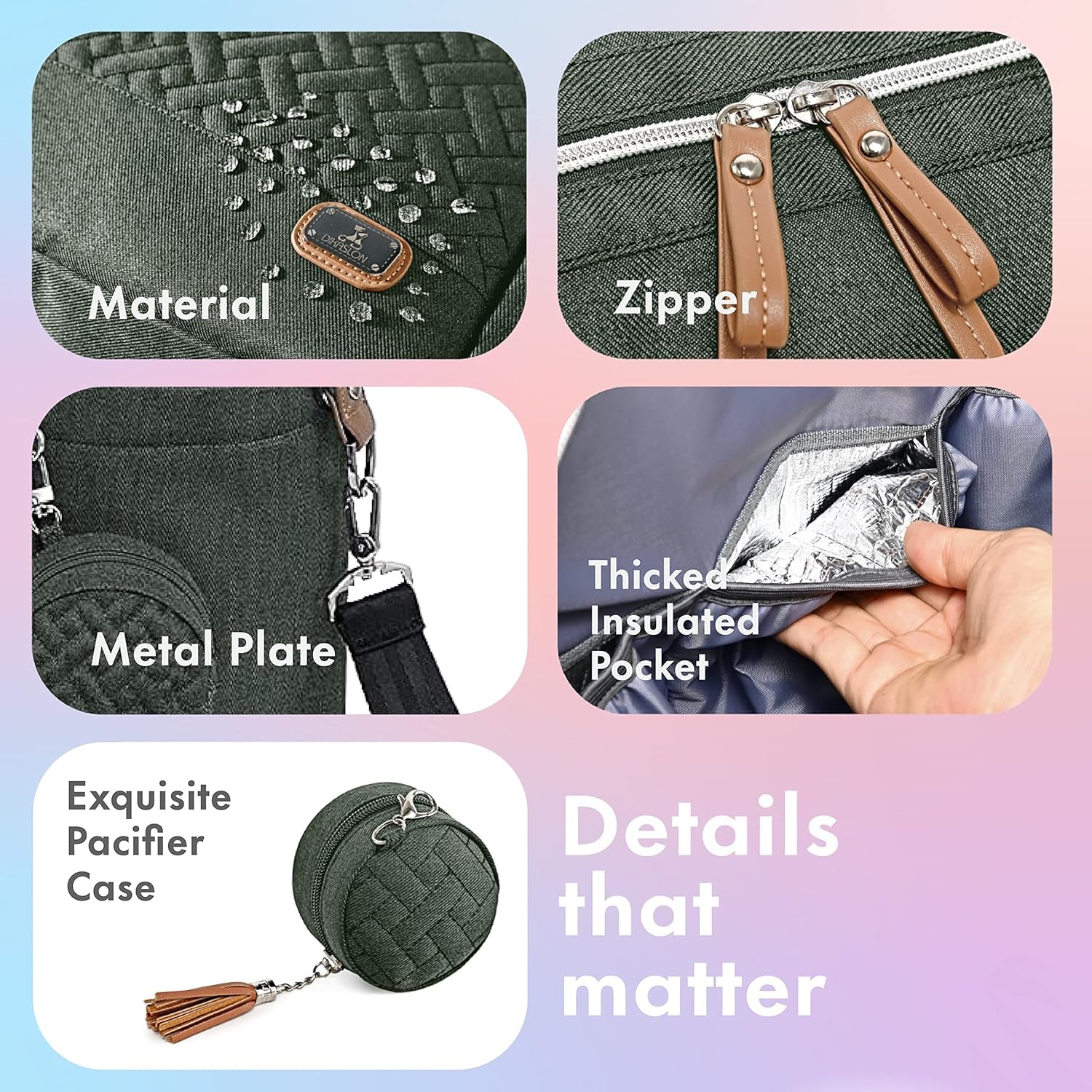 Baby Changing Bag, Large Nappy Bags for Mom and Dad, Stylish Travel Tote with Pacifier Holder and Changing Mat