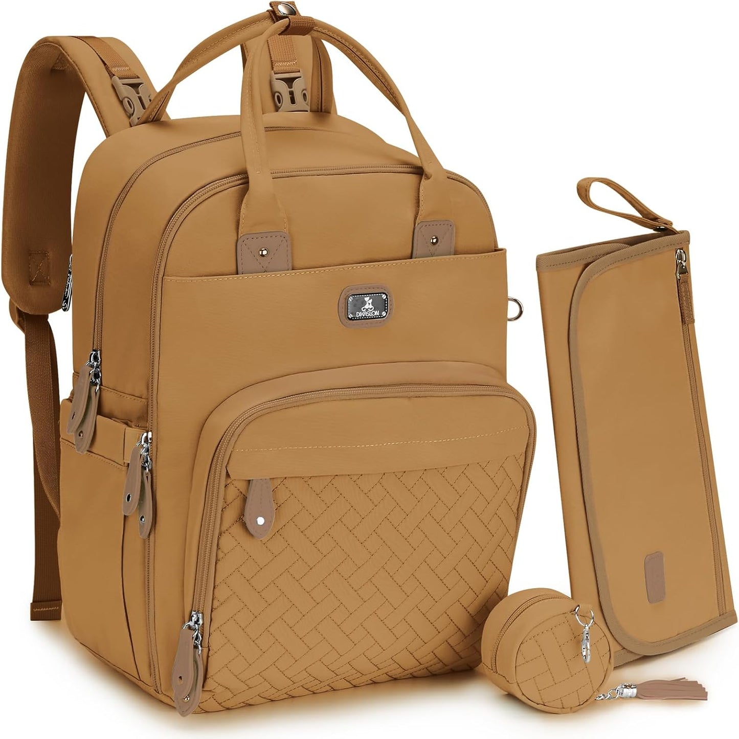 Changing Bag Backpack, Large Nappy Back Pack Multifunction Baby Bags with Portable Changing Mat, Pacifier Holder, and Stroller Straps, for Mom and Dad
