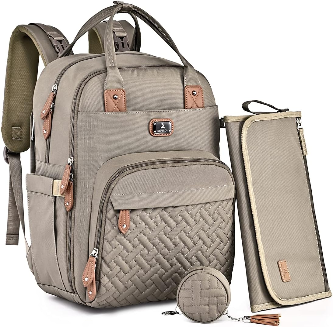Changing Bag Backpack, Large Nappy Back Pack Multifunction Baby Bags with Portable Changing Mat, Pacifier Holder, and Stroller Straps, for Mom and Dad