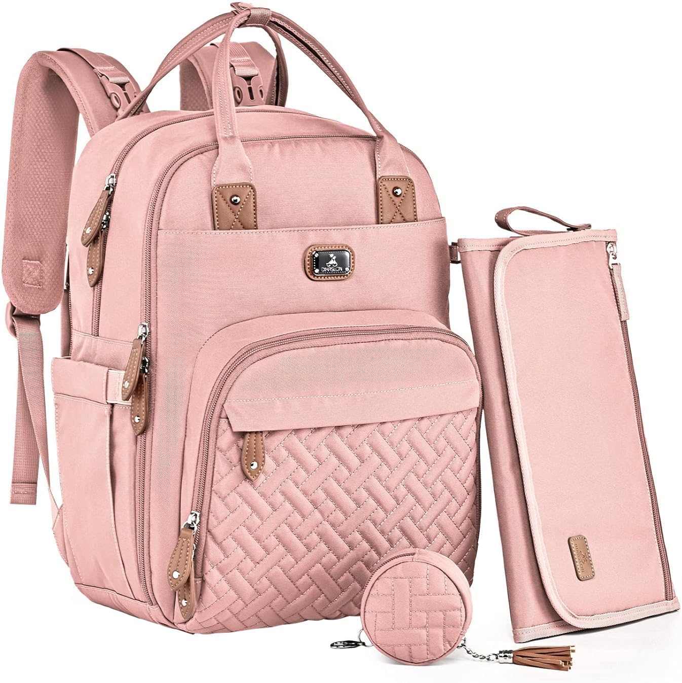 Changing Bag Backpack, Large Nappy Back Pack Multifunction Baby Bags with Portable Changing Mat, Pacifier Holder, and Stroller Straps, for Mom and Dad