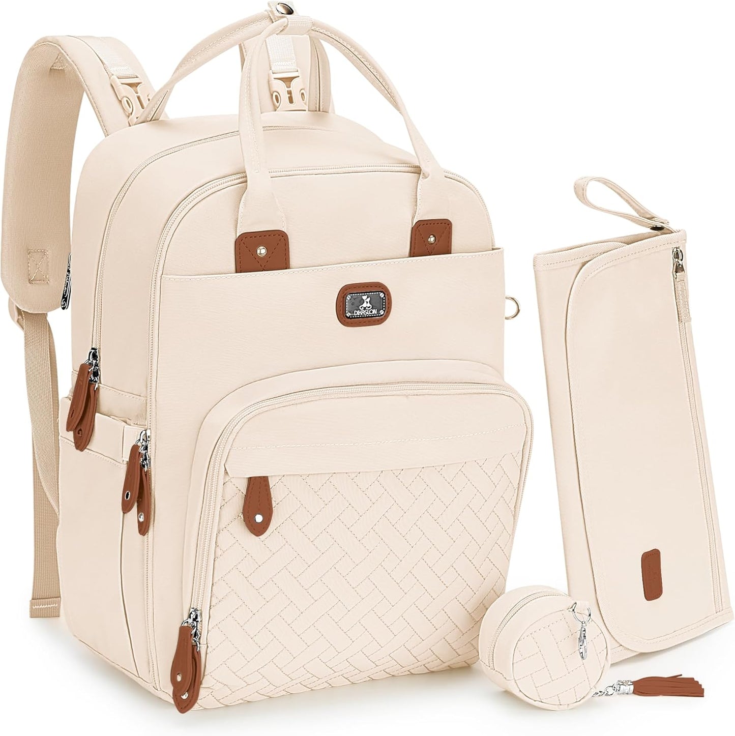 Changing Bag Backpack, Large Nappy Back Pack Multifunction Baby Bags with Portable Changing Mat, Pacifier Holder, and Stroller Straps, for Mom and Dad