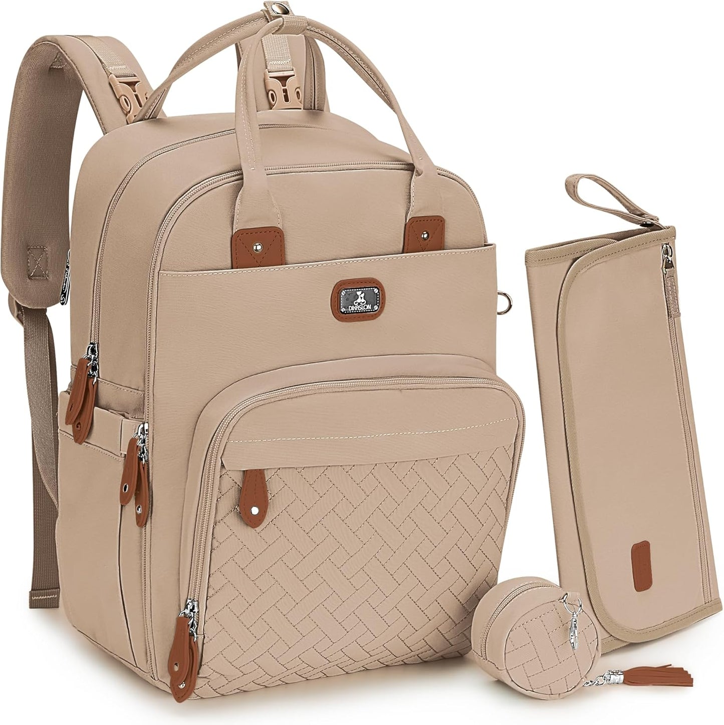 Changing Bag Backpack, Large Nappy Back Pack Multifunction Baby Bags with Portable Changing Mat, Pacifier Holder, and Stroller Straps, for Mom and Dad