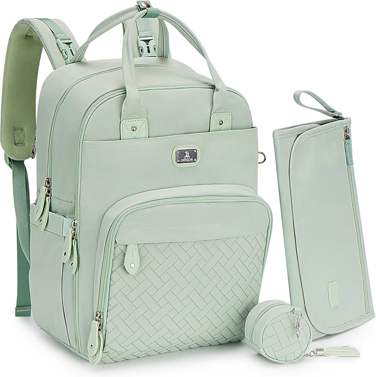 Changing Bag Backpack, Large Nappy Back Pack Multifunction Baby Bags with Portable Changing Mat, Pacifier Holder, and Stroller Straps, for Mom and Dad