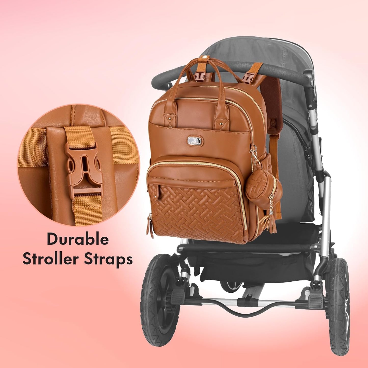 Changing Bag Backpack, Large Nappy Back Pack Multifunction Baby Bags with Portable Changing Mat, Pacifier Holder, and Stroller Straps, for Mom and Dad
