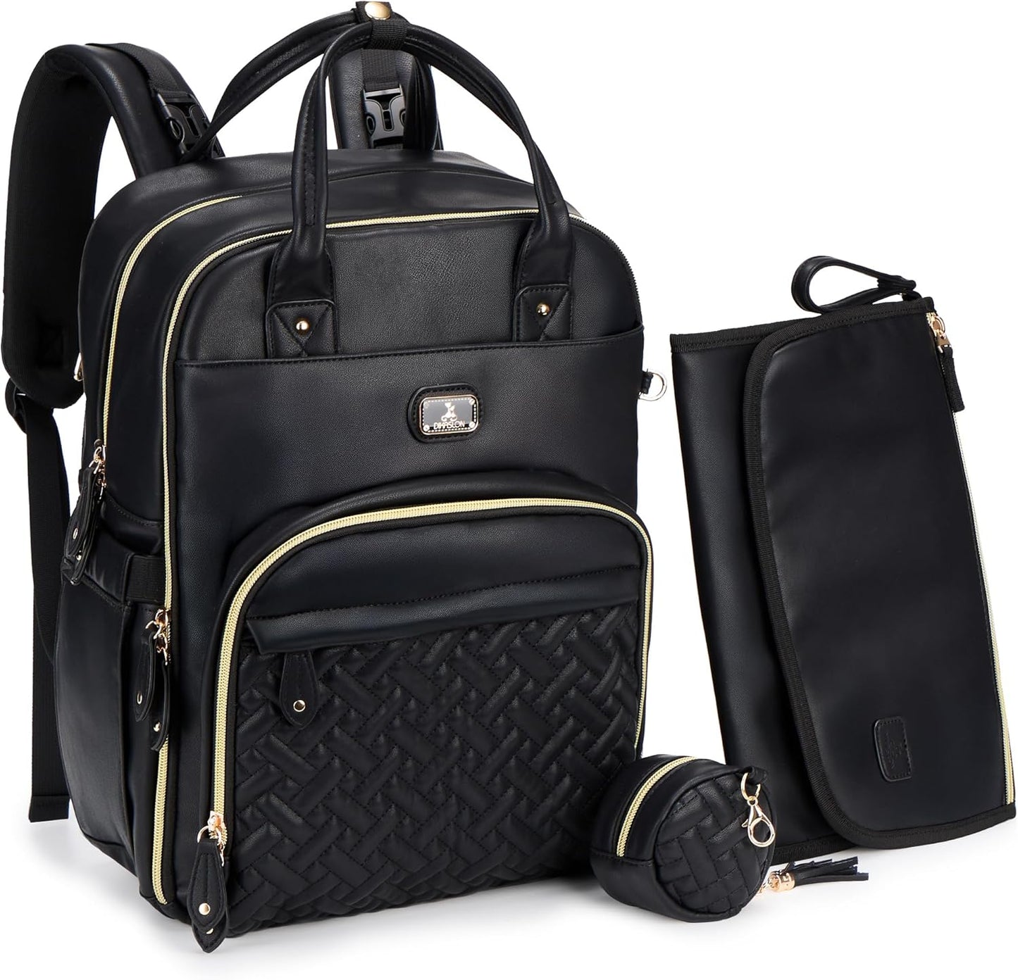 Changing Bag Backpack, Large Nappy Back Pack Multifunction Baby Bags with Portable Changing Mat, Pacifier Holder, and Stroller Straps, for Mom and Dad