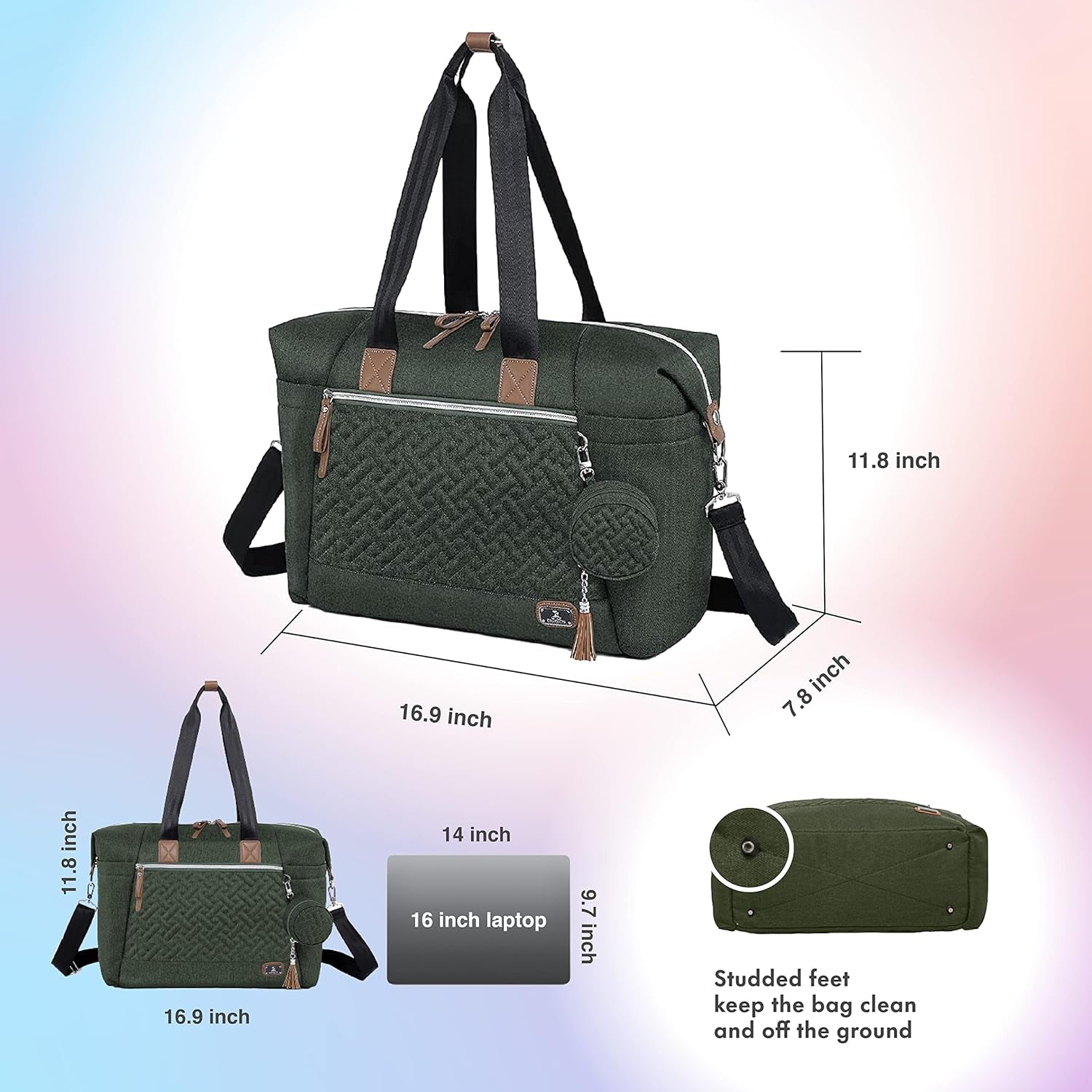 Baby Changing Bag, Large Nappy Bags for Mom and Dad, Stylish Travel Tote with Pacifier Holder and Changing Mat